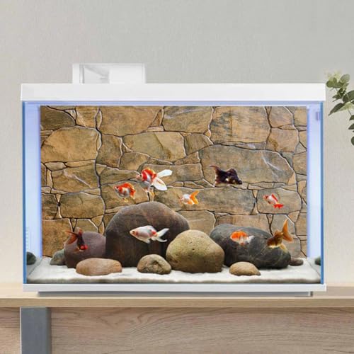 AWERT Stone Aquarium Backdrop Rock Wall Fish Tank Background 24x12 in Vinyl - size: 24x12in/60x30cm