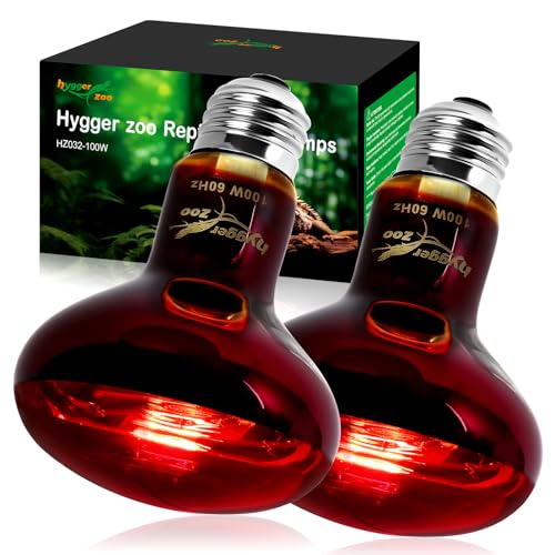 100W Infrared Heat Lamp Bulbs – 2-Pack Red IR Basking Light for Reptile & Amphibian, Silent Night-Time Heating, E26 Base, Bearded Dragon,Lizard,Turtle,Chicken - color: Red, size: 100W