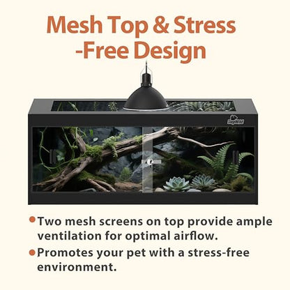 20 Gallon PVC Reptile Enclosure, RepWild 30"x12"x12" Terrarium/Tank with Heavy-Duty Screen Top, Glass Sliding Doors & Lock for Bearded Dragons, Ball Python, Geckos, Lizards - size: 30"W x 12"D x 12"H