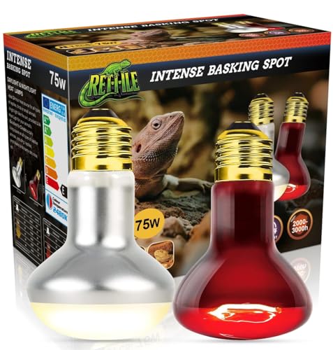 Infrared Reptile Heat Bulb Lamp 75W, 2-in-1 Day & Night Combo, Infrared Heat Lamp & UVA Sunlight Heating Lamp for Reptile Terrariums - style: Day & Night Heat Lamp 75W