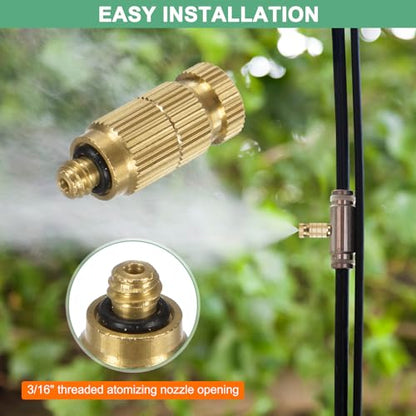 M METERXITY 8-Pack Brass Misting Nozzles, 0.028"/0.7mm Orifice Mister Nozzles Brass, High Pressure Spray Misting Nozzle Head for Outdoor Cooling System/Greenhouse/Landscaping [10/24 UNC] - size: 0.7mm
