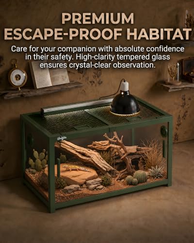 48 Gallon Reptile Tank, Gecko Reptile Enclosure Front Sliding Door | Stackable ventilation Gecko reptile terrariums Tank anti-escape locks and no-fingerprint handles humidification atomization - color: Green, size: 48 Gallon