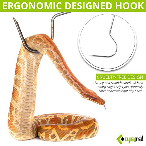 Cynamed Professional Stainless Steel Probe Snake Hook Reptile Catcher Stick Rattlesnake Grabber Pick-up Handling Tool