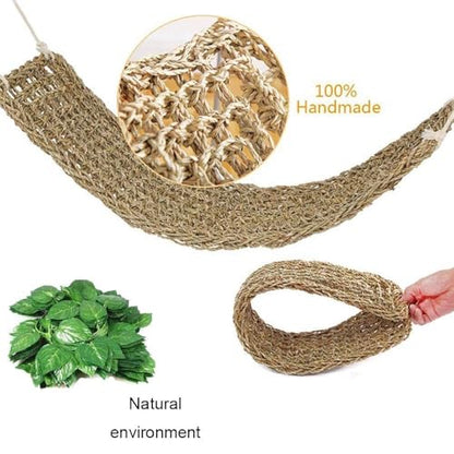 kathson Bearded Dragon Hammock, Natural Seagrass Reptile Hammock, Reptile Lounger Bearded Dragon Tank Accessories for Chameleons, Lizards, Geckos, Snakes, Lguana Reptiles, Geckos (29.52 x 7.08 inches)