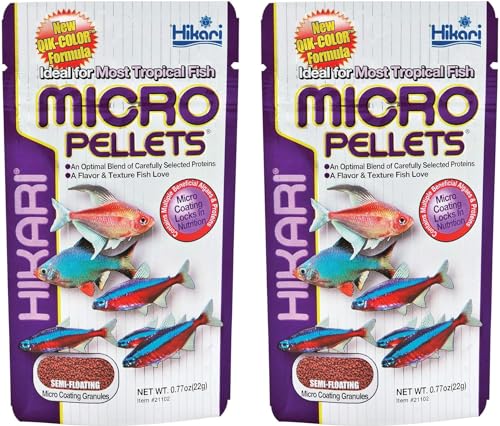 Hikari Tropical Semi-Floating Micro Pellets Fish Food, 0.77 Oz (22g) | Pack of 2 - size: 0.1 Ounce (Pack of 2)