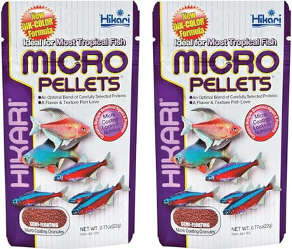 Hikari Tropical Semi-Floating Micro Pellets Fish Food, 0.77 Oz (22g) | Pack of 2 - size: 0.1 Ounce (Pack of 2)