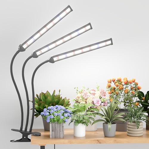 Grow Light,24W (160Watts Equiv) 5000K White Full Spectrum LED Growing Lamp Clip on Desk for Indoor Plants,Bulbs Replaceable & Non-dimmable (Black, 120Watts) - size: 120Watts