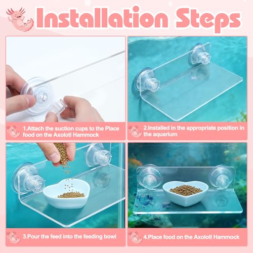 Axolotl Hammock Ledge with Feeding Dish, Aquarium Hideout for Axolotl Tank | Axolotls Tank Accessories,Bearded Dragon Tank Accessories