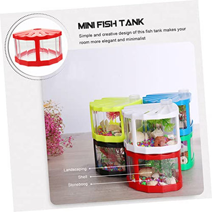 KESYOO 2pcs Led Mini Transparent Fish Tanks Small Decorative Aquarium for Betta and Reptiles Desktop Design for Decor