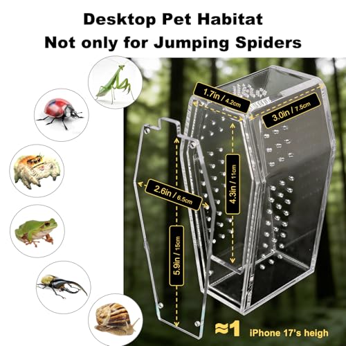 Jumping Spider Enclosure Kit, Accessories Terrarium 6PCS-Purple | Purple Water Feeder, Star Hide, Air-Permeable, Gap-Free Design, Escape-Proof for Tarantula, Beetle and Small Reptiles - color: Purple