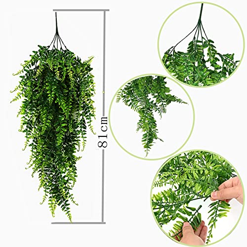 Toprooms 4pcs Artificial Hanging Plants Fake Hanging Plant Fake Plants Faux Fern Ivy Vines Outdoor UV Resistant Plastic Hanging Plants Artificial Decor (Ferns) - color: Ferns
