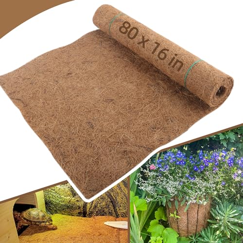 Coco Liner Roll 16x80 Inch Natural Coconut Fiber Mat for Planters - size: 16in X 80in