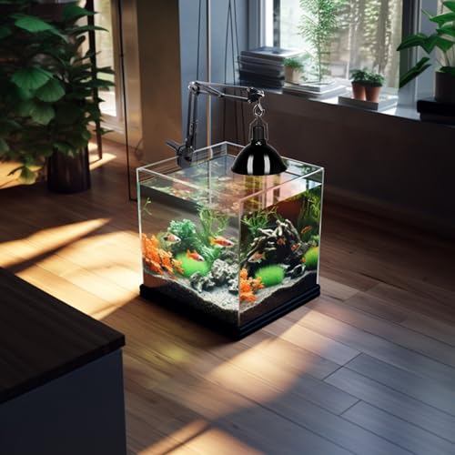 Reptile Heat Lamp Stand Clip-Type, Black Metal Multi-Position Adjustable Light Holder with 360°Swing Arm for Clipping onto Fish Tank, Turtles Chameleons Terrarium (Lamp Not Included)