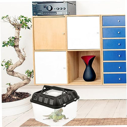 Happyyami Climbing Reptile Breeding Box Turtle Transport Carrier Handle Reptile Travel Carrier Spider Enclosure Animal Tank