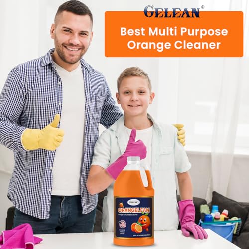 Multi Purpose Cleaner Pet Odor eliminator 64oz - Concentrate MAKES 32 GALLON - MADE IN USA- pH Neutral - Strong Floor Cleaner Odor eliminator - Stain Remover Cleaner & Deodorant (64 Fl Oz, Orangelean)
