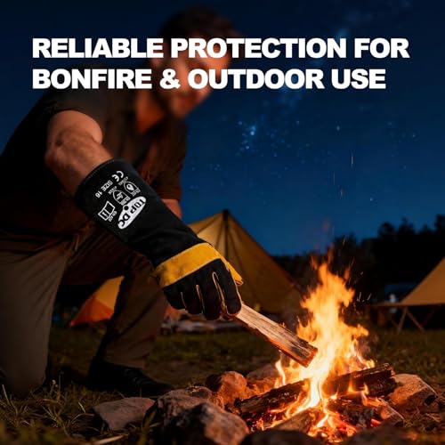 TOPDC Welding Gloves 16-Inch 932°F Heat Resistant Leather for MIG, Stick | Foil Layer, 1.2 mm Cowhide, Kevlar Stitching and Cotton Lining; Cuff Protects Forearms for Fireplace, Grill and Stove Use - color: 16 Inch Black-yellow
