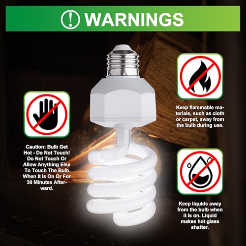 UVB Reptile Light Bulb 5.0, 23W UV Spiral Compact Florescent Terrarium Lamp Ideal for Tropical Reptiles Bearded Dragon Hermit Crab Turtle Leopard Gecko Tank Chameleons Iguanas Snake - 2 Pack - size: UVB5.0