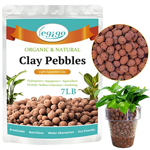 7LB Leca Clay Pebbles for Plants, 4mm-16mm Clay Balls for Hydroponic | Drainage, Reusable, Aeration, Moisture Retention, Lightweight, Natural Leca for Orchids, Succulents, Terrariums, Aquaponics - size: 7LB
