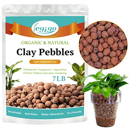 7LB Leca Clay Pebbles for Plants, 4mm-16mm Clay Balls for Hydroponic | Drainage, Reusable, Aeration, Moisture Retention, Lightweight, Natural Leca for Orchids, Succulents, Terrariums, Aquaponics - size: 7LB