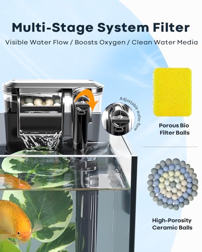 Desktop Small Aquarium Set Glass Fish Tank 1.25 Gallon, with Water Pump Filter Bright LED Light Gravel Cleaning Tool, Starter Kit Small Space Easy Setup Space-Saving Design Betta Shrimp - size: 1 gallon