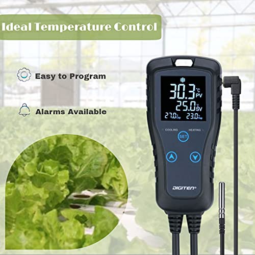 DIGITEN DTC102 Temperature Controller Outlet 2-Stage Plug in Thermostat Digital Greenhouse Thermostat Reptiles Temperature Controller Heating Cooling Mode for Homebrewing Fermentation Space Heater - style: 2-Stage Temperature Controller