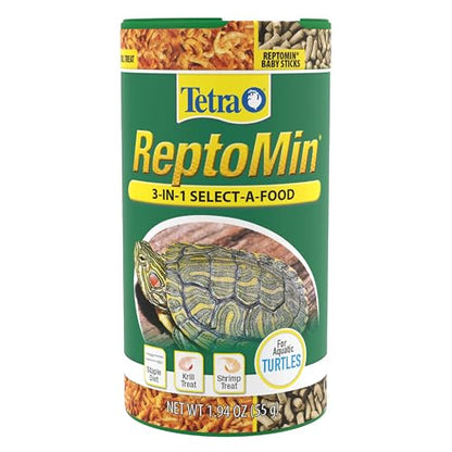 Tetra ReptoMin 3-in-1 Select-A-Food, 1.94 oz | Baby Sticks, Shrimp & Krill Treats For Aquatic Turtles With No Artificial Flavors - size: 1.94 Ounce (Pack of 1)