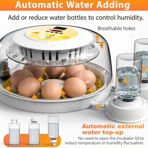 Egg Incubators for Hatching Eggs with Automatic Egg Turner, 8 Incubator for Chicken Eggs with Egg Candler for Chicken, Duck, Quail, Smart Egg Hatcher for Beginners & Kids - size: S- 8 Chicken Eggs