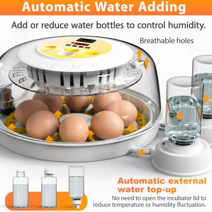 Egg Incubators for Hatching Eggs with Automatic Egg Turner, 8 Incubator for Chicken Eggs with Egg Candler for Chicken, Duck, Quail, Smart Egg Hatcher for Beginners & Kids - size: S- 8 Chicken Eggs