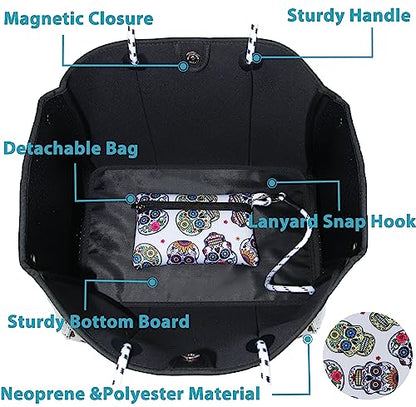 Hibala Neoprene Multipurpose Beach Bag,Gym/Travel/Pool Bag,Tote For Women&Men - color: Skeleton