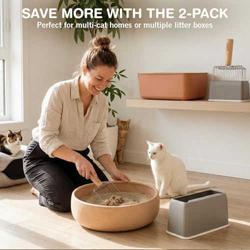 Sprinkle & Sweep: Litter Box Speed Shifter - 2 Pack - Metal Scoop, Comfortable Wood Grip, Washable Stand, Efficient Cleaning, Cat & Pet Maintenance - style: 2-Pack Sifter