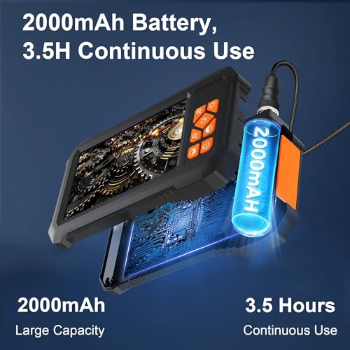 Endoscope Camera with Light, 1920P HD Borescope Inspection Camera with 4.3" IPS Screen, IP67 Waterproof with 8 LEDs & 16.5ft Semi-Rigid Snake Camera for Automotive Pipe Tools Gadgets for Men - size: 16.5FT