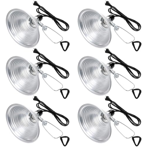 Macarrie 6 Pcs Adjustable Clamp Lamp Light with Aluminum Reflector Up to 150 Watt (No Bulb Included) E26 Socket SPT-2 18awg 6FT Cord (8.5 Inch) - size: 8.5 Inch