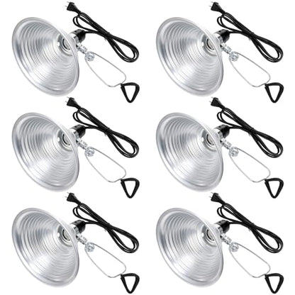 Macarrie 6 Pcs Adjustable Clamp Lamp Light with Aluminum Reflector Up to 150 Watt (No Bulb Included) E26 Socket SPT-2 18awg 6FT Cord (8.5 Inch) - size: 8.5 Inch