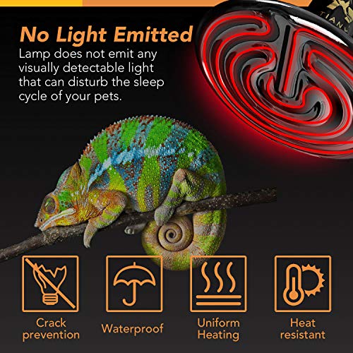 Simple Deluxe 25W/40W/50W/60W/100W/150W Ceramic Heat Emitter Reptile Heat Lamp Bulb No Light Emitting Brooder Coop Heater for Amphibian Pet & Incubating Chicken, Black/1-Pack, 250W
