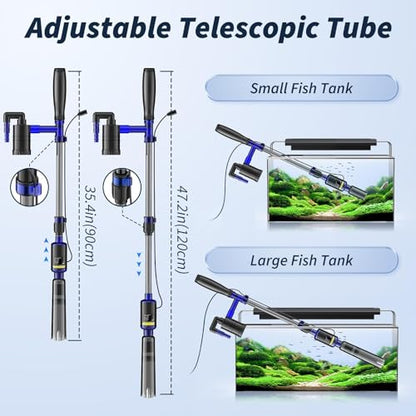 Fish Tank Cleaner - Aquarium Gravel Cleaner, 530GPH/32W Electric Fish Tank Cleaning Tools, Adjustable Water Flow Aquarium Cleaner Kit, Fish Tank Gravel Cleaner Vacuum for Wash Sand, Water Changing