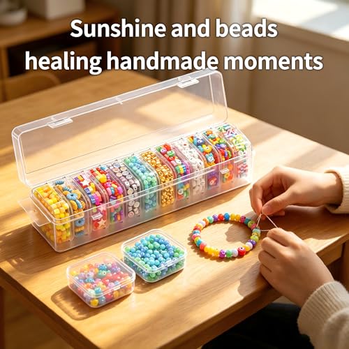 Bead Organizer Box, 13 Pcs Compartments Clear Plastic Storage Containers Set for Bracelet Making DIY, Jewelry, Small Parts - size: 13 Compartments
