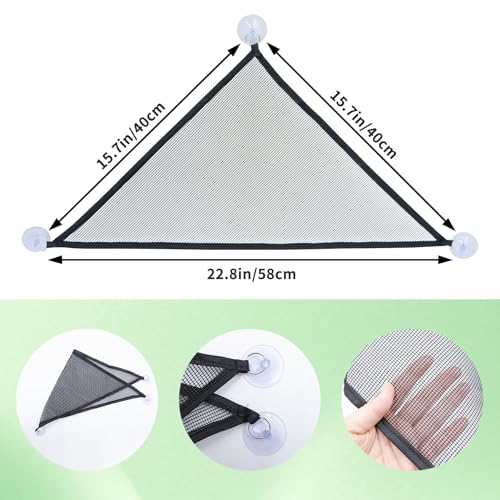 Snake Hammock & Climbing Ball Set - Triangular Breathable Mesh Hammock with 3 Suction Cups, Red Rubber Hollow Ball with Metal Chain, Reptile Climbing Toy & Resting Platform for Ball Python Corn Snake