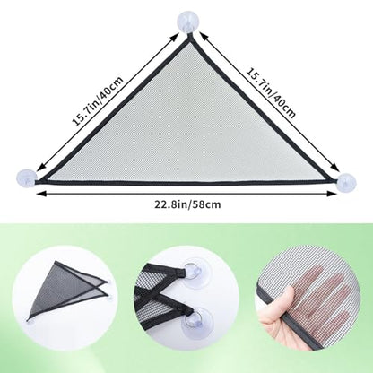 Snake Hammock & Climbing Ball Set - Triangular Breathable Mesh Hammock with 3 Suction Cups, Red Rubber Hollow Ball with Metal Chain, Reptile Climbing Toy & Resting Platform for Ball Python Corn Snake