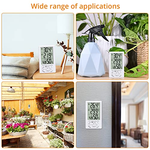 Neoteck 2in1 Thermometer Hygrometer with Clock LCD Display 1.5m Sensor Wire | ± 1°/5% High Accuracy Digital Humidity Temperature Meter with Clock for Indoor Outdoor Air Quality Condition Monitoring