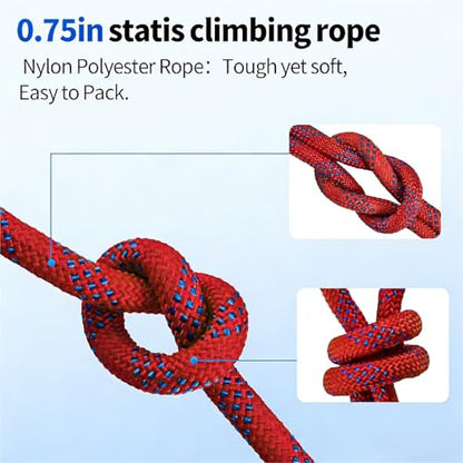 100Ft 3/4 Inch Heavy Duty Climbing Rope,Arborist Rope for Tree Pulling (Red) - size: 100ft-Red-3/4