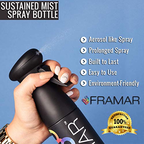 FRAMAR Premium Hair Mister Spray Bottle, Continuous Spray Bottle For Hair | Water Sprayer, Continuous Mister for Salon Supplies, Ultra Fine Mist, Black 250 ml - color: Black