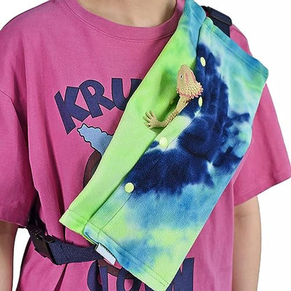 Bearded Dragon Carrier, Soft Cotton Lizard Carrier for Reptile Travel Bag, Breathable Small Pet Travel Bag for Hamsters and Chinchillas, Secure Snap Buttons