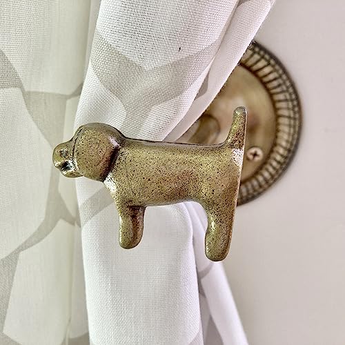 Animal Hook, Curtain Hold Back, Tie Back, Jewellery Hook, Antique Brass, Iron (Dog) - style: Dog