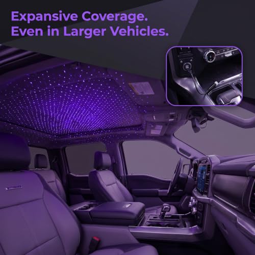 USB Star Projector Night Light, Flexible Gooseneck Adjustable Car Roof Starry Lamp, Romantic Atmosphere Light for Car Bedroom Party (Violet Blue) - color: blue