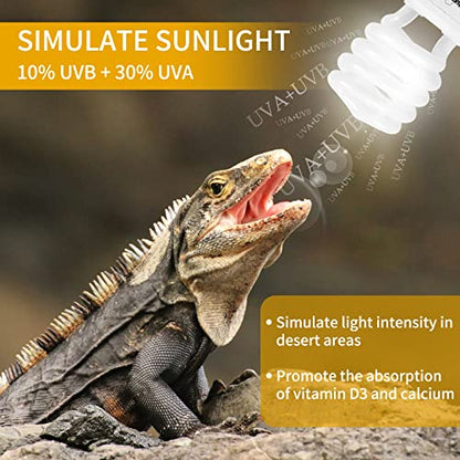 LUCKY HERP Desert UVA UVB Reptile Light Bulb 10.0 26W Compact Fluorescent Lamp - style: UVB10.0 26W