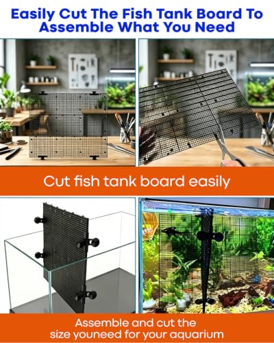 12Pcs Aquarium Fish Tank Divider with 15 Sucker Clips, DIY Egg Crate Aquarium Adjustable Separation Board for Fish Tank Breeding & Aquascape Platform Building