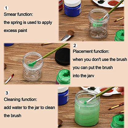 Honeydak 2 Pcs Paint Brush Cleaner with Aluminum Coil, Brush Cleaning Tank for Painting Water Oil Acrylic Art Supplies