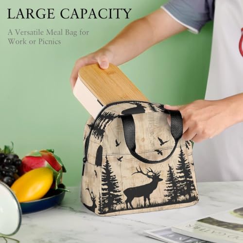 Rustic Woodland Deer Lunch Bag for Women Men | Insulated Lunch Box Leakproof Food Meal Containers Reusable Foldable 6L Capacity Lunch Tote Bags for Work Picnic Travel - color: Style 4
