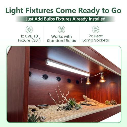 180 Gallon Reptile Enclosure, Made in USA 72" x 24" x 24" Bearded Dragon Tank with Sliding Acrylic Doors, Large Terrarium for Leopard Geckos, Snakes, Lizards & Tortoises - Mahogany - color: Mahogany
