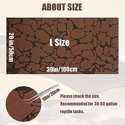 Tfwadmx Reptile Carpet Sand Mat for Bearded Dragon Terrarium Substrate Liner Brown Reversible Lizard Bedding Mats for Cage Leopard Gecko Tortoise Turtle Snake Chameleon with Tweezer 20"x 39"(1 Pcs) - size: L:19.7"x39.3"(1Pcs)